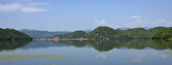 Pădurea Verde Lacul Begnas Văzut Din Majhjkuna Mic Sat Lângă — Fotografie, imagine de stoc