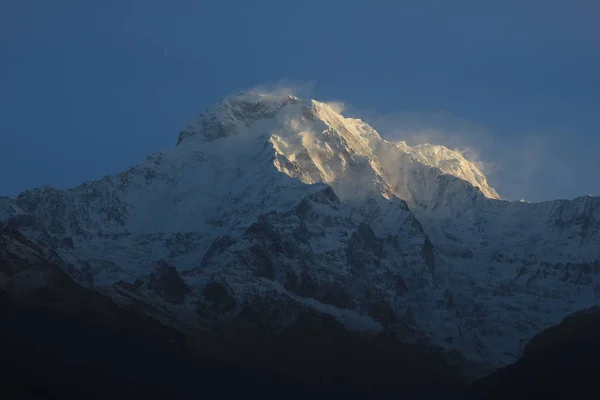 Annapurna Zuid Bij Zonsopgang Uitzicht Vanaf Landruk Nepal — Stockfoto