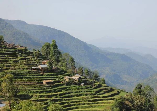 Landskap Nära Landruk Nepal Traditionell Arkitektur Scen Sättet Att Den — Stockfoto