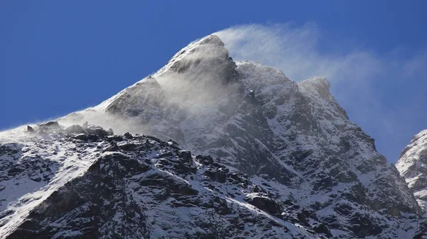 Scena Nella Valle Del Langtang Nepal Vento Che Soffia Neve — Foto Stock