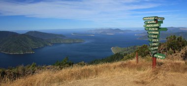 Endeavour Inlet and hills. Scene in the Marlborough Sounds. clipart