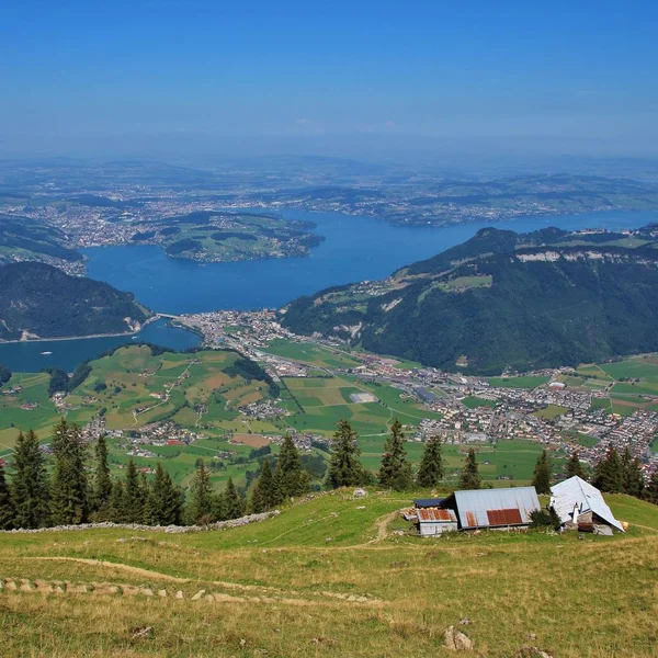 Verre Uitzicht Lake Vierwaldstattersee Luzern Uitzicht Vanaf Stanserhorn — Stockfoto