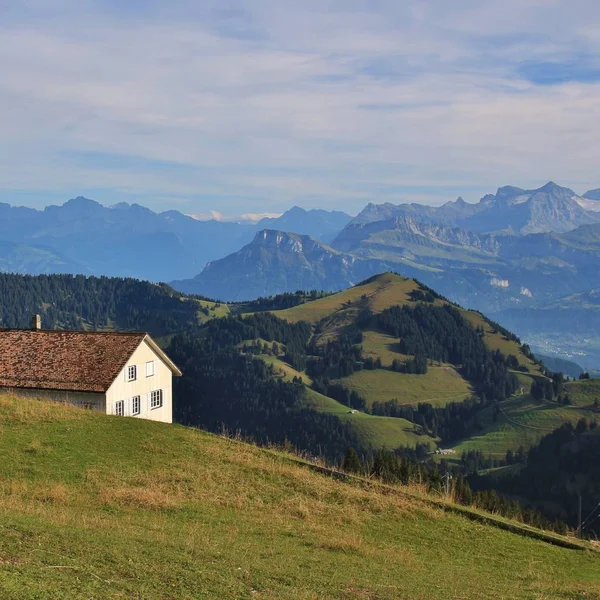 Bergketten Und Restaurant Blick Vom Mount Rigi Schweiz — Stockfoto