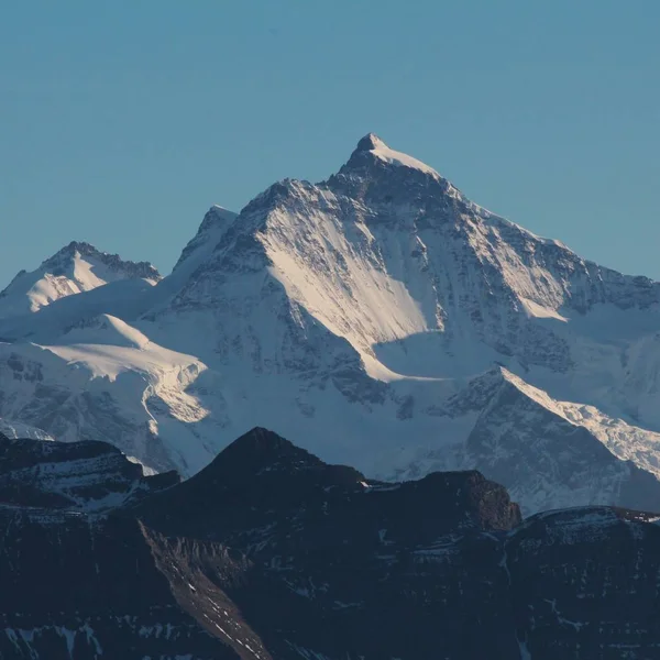 Góra Jungfrau Tuż Góry Zachód Słońca Słynny Oberlandzie Berneńskim Widok — Zdjęcie stockowe