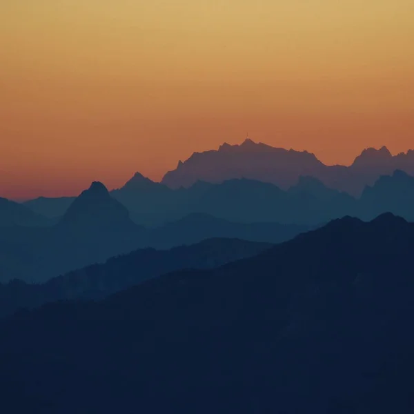 Vázolja Mount Grosser Mythen Mount Santis Más Svájci Alpok Hegyei — Stock Fotó