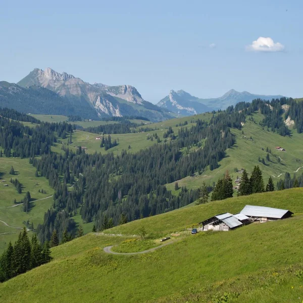 Casa Fazenda Com Ótima Vista Habkern Suíça — Fotografia de Stock