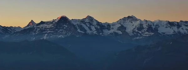 Visa Från Mount Niederhorn Schweiz Berömda Bergen Eiger Monch Och — Stockfoto