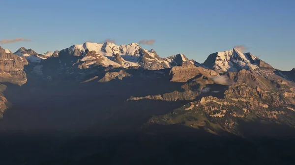 Wysokie Góry Berneńskim Oberlandzie Zachodzie Słońca Zakres Bluemlisalp Mount Doldenhorn — Zdjęcie stockowe