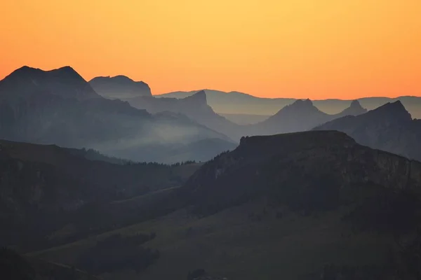 Montagnes Dans Oberland Bernois Coucher Soleil Vue Depuis Mont Niesen — Photo