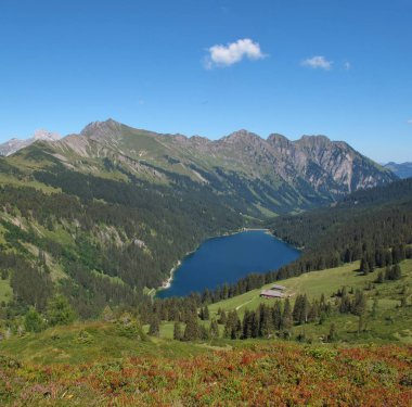 Lake Arnen yaz aylarında Bernese Oberland'deki / mavi. İsviçre.