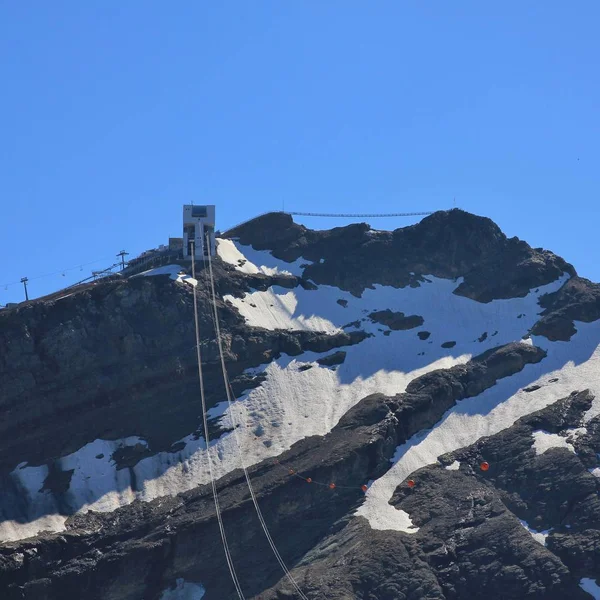 Station Sommet Téléphérique Glacier 3000 Pont Suspendu Reliant Deux Sommets — Photo