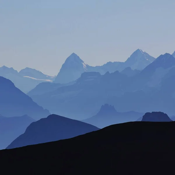 Berggipfel Des Berner Oberlandes Bei Sonnenaufgang Blick Vom Gletscher 3000 — Stockfoto