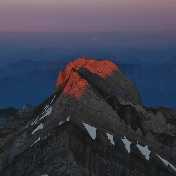 Céu Rosa Sobre Monte Altmann Suíça — Fotografia de Stock