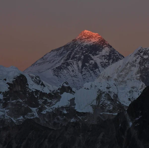 Monte Everest Nuptse Lhotse Tramonto Vista Gokyo — Foto Stock