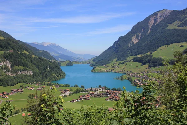 見事な青い湖ランゲレン スイス — ストック写真