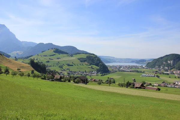 Сельский Пейзаж Пути Станса Горы Стансерхорн Швейцария — стоковое фото