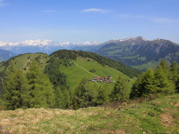 Klein Dorpje Obermutten Kanton Graubünden Zwitserland — Stockfoto