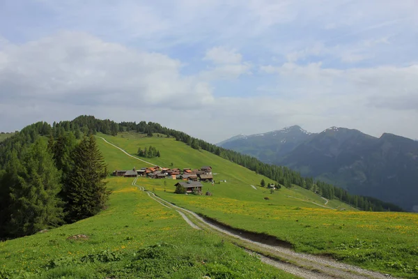 初夏の牧歌的なスイスの村オーバームッテン — ストック写真