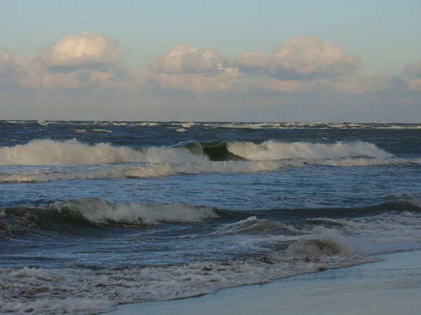 Ondas Mar Mediterrâneo Pôr Sol — Fotografia de Stock