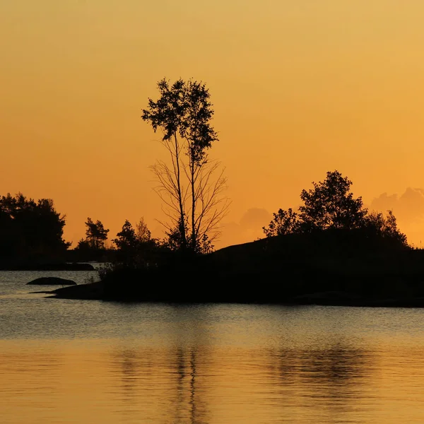 Goldener Morgen Ufer Des Vanernsees Schweden — Stockfoto