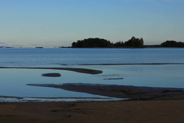 Natürliche Formen Einem Sandstrand Mellerud Abendliche Szene Vanernsee — Stockfoto