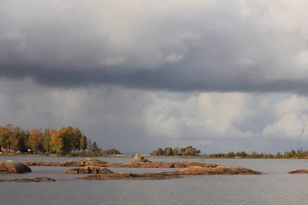 Őszi Jelenet Partján Lake Vanern Svédország — Stock Fotó