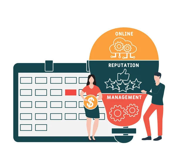 Design Plat Avec Des Gens Orm Gestion Réputation Ligne Plateforme — Image vectorielle