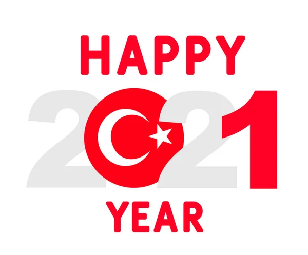 新年快乐 圣诞快乐 2021年土耳其国旗的新年背景 2021年快乐 矢量说明 — 图库矢量图片