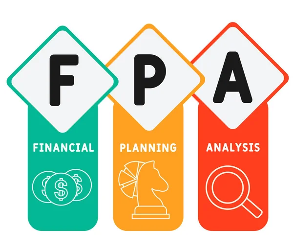 Fpa Planificación Financiera Análisis Acrónimo Concepto Negocio Concepto Ilustración Vectorial — Archivo Imágenes Vectoriales