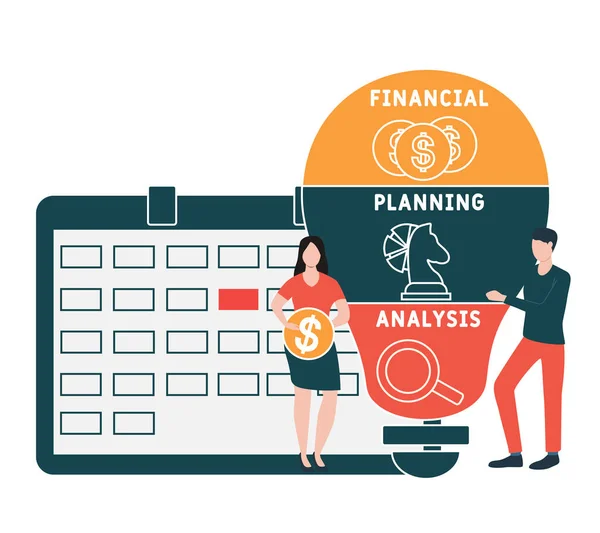 Diseño Plano Con Gente Fpa Planificación Financiera Análisis Fondo Concepto — Archivo Imágenes Vectoriales