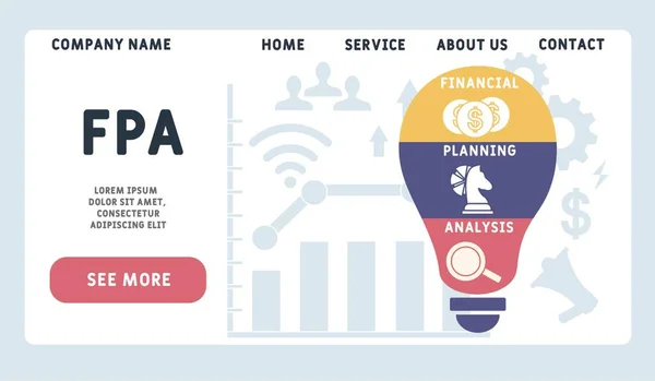 Plantilla Diseño Web Vectorial Fpa Planificación Financiera Ilustración Análisis Para — Archivo Imágenes Vectoriales