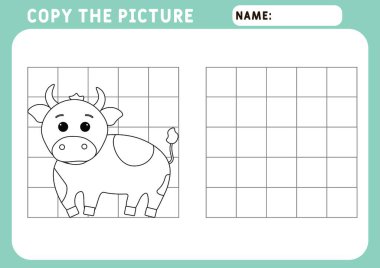 Boğa boyası. Çocuklar için Eğitici Oyun. Fotoğrafı kopyala. Çizim ve vektör taslağı - A4 kağıdı basılmaya hazır. Okul öncesi çalışma tablosu. 