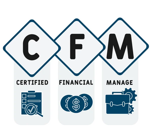 Cfm Certifierad Finansiell Förvaltning Akronym Affärsidé Vektor Illustration Koncept Med — Stock vektor