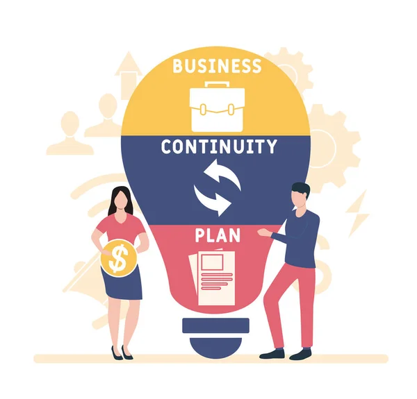 Vlak Ontwerp Met Mensen Bcp Business Continuity Plan Zakelijke Concept — Stockvector