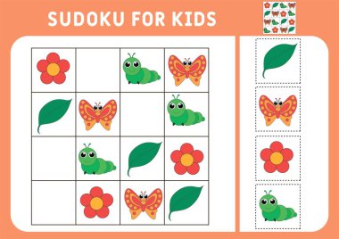 Çocuklar için sudoku. Eğitim geliştirme çalışma programı. İçinde resimler olan etkinlik sayfası. Çocuklar için bir bulmaca oyunu. Hayvanları hazırlayın. İzole vektör çizimleri. Mantık eğitimi