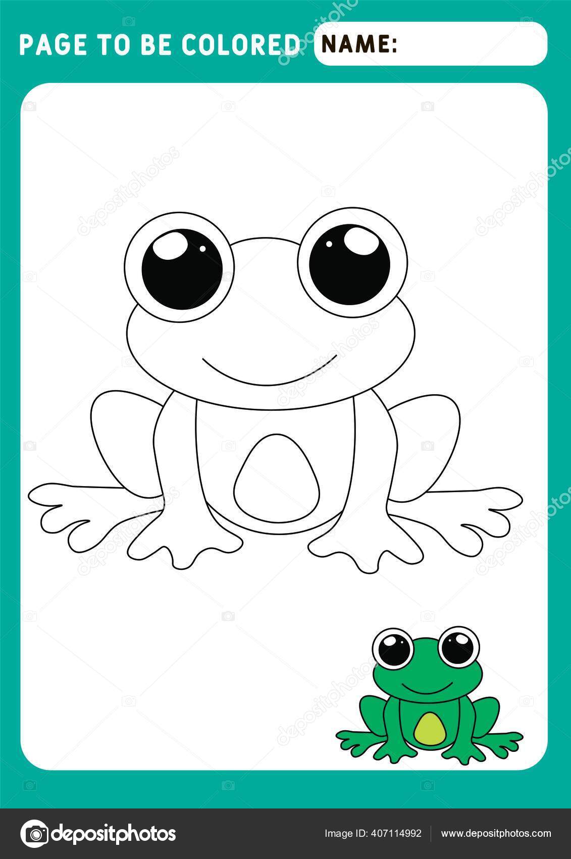 The page should be colored Look and color Coloring book of animals little frog Funny coloring book butterfly Illustration and vector outline A4