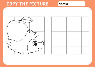 Kirpi boyası. Çocuklar için Eğitici Oyun. Fotoğrafı kopyala. Görüntü ve vektör çizelgesi - A4 kağıdı yazdırmaya hazır.