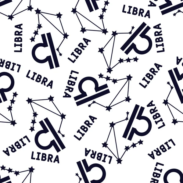 Libra Zodiac Hvězda Bezešvé Vzor Opakování Značky Libra Hvězdami Bílém — Stockový vektor