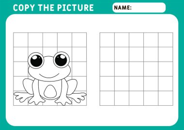 Renkli Kurbağa. Çocuklar için Eğitici Oyun. Fotoğrafı kopyala. Görüntü ve vektör çizelgesi - A4 kağıdı yazdırmaya hazır.