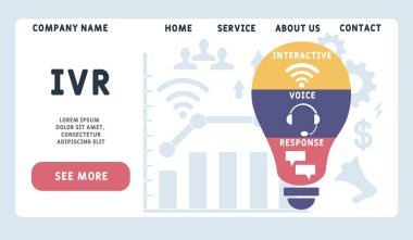 Vektör web sitesi tasarım şablonu. IVR - Etkileşimli Ses Tepkisi, iş konsepti. Web sitesi afişi, pazarlama malzemeleri, iş sunumu, çevrimiçi reklamcılık için illüstrasyon. 