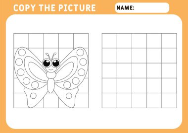 Renkli kelebek. Çocuklar için Eğitici Oyun. Fotoğrafı kopyala. Görüntü ve vektör çizelgesi - A4 kağıdı yazdırmaya hazır.