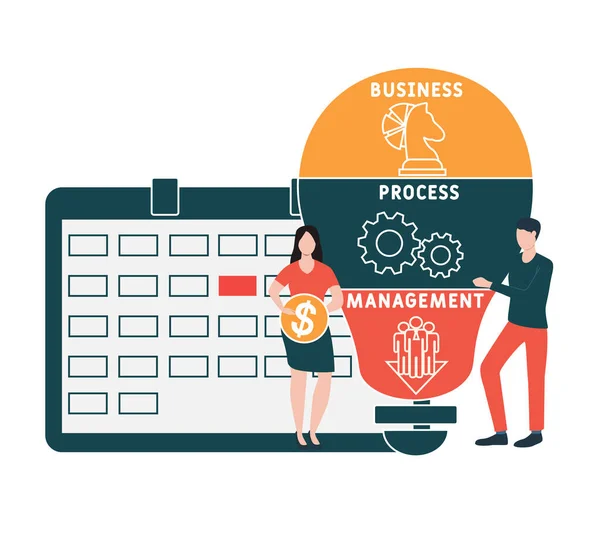 Flaches Design Mit Menschen Bpm Business Process Management Business Konzept — Stockvektor