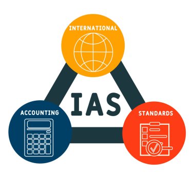 Uluslararası Muhasebe Standartları. Kısaltma iş konsepti. Anahtar sözcükler ve simgelerle vektör illüstrasyon kavramı. Web afişi, el ilanı, iniş sayfası simgeleriyle illüstrasyon