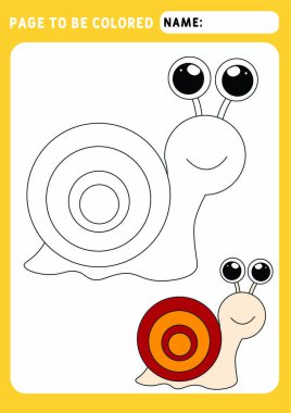 Sayfa renkli olmalı. Bak ve renklendir. Hayvanların boyama kitabı. Küçük Salyangoz. Komik Salyangoz boyama kitabı. Çizim ve vektör ana hatları - A4 kağıt, yazdırmaya hazır. 