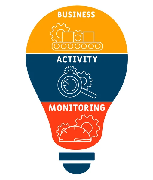 Bam Business Activity Monitoring Acronym 콘셉트 키워드와 아이콘에 일러스트 플라이어 — 스톡 벡터