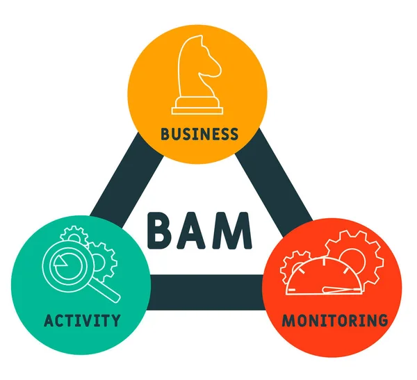 Bam Business Activity Monitoring Akronym Koncept Vektor Illustration Koncept Med — Stock vektor