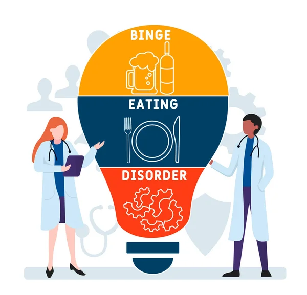 Design Plat Avec Des Gens Bed Binge Eating Disorder Acronyme — Image vectorielle