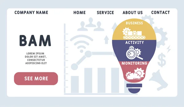 Šablona Návrhu Vektorové Stránky Bam Business Activity Monitoring Business Concept — Stockový vektor