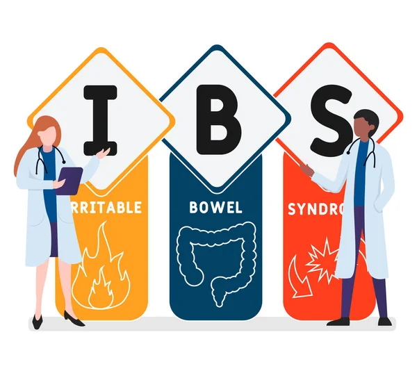 Design Plano Com Pessoas Ibs Síndrome Intestino Irritável Sigla Conceito — Vetor de Stock