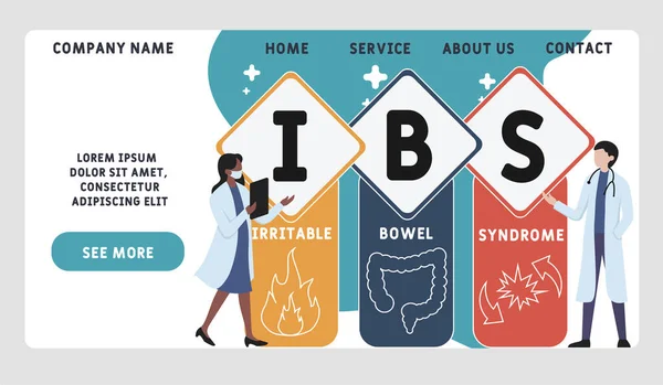 ベクトルウェブサイトデザインテンプレート Ibs 過敏性腸症候群の頭字語 医学的概念 ウェブサイトのバナー マーケティング資料 ビジネスプレゼンテーション オンライン広告のイラスト — ストックベクタ